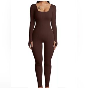Like new Long Sleeve Jumpsuit for Women, One Piece Ribbed Workout Rompers medium